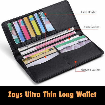 EDNFY Ultra-Thin Genuine Leather Long Wallet Slim, Durable with Multiple Pockets