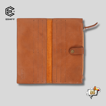 EDNFY Handcrafted Full-Grain Leather Long Wallet - Elegant, Durable, and Functional for Everyday Use