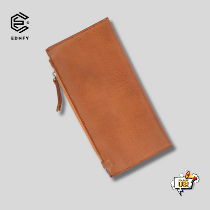 EDNFY Handcrafted Full-Grain Leather Long Wallet - Elegant, Durable, and Functional for Everyday Use