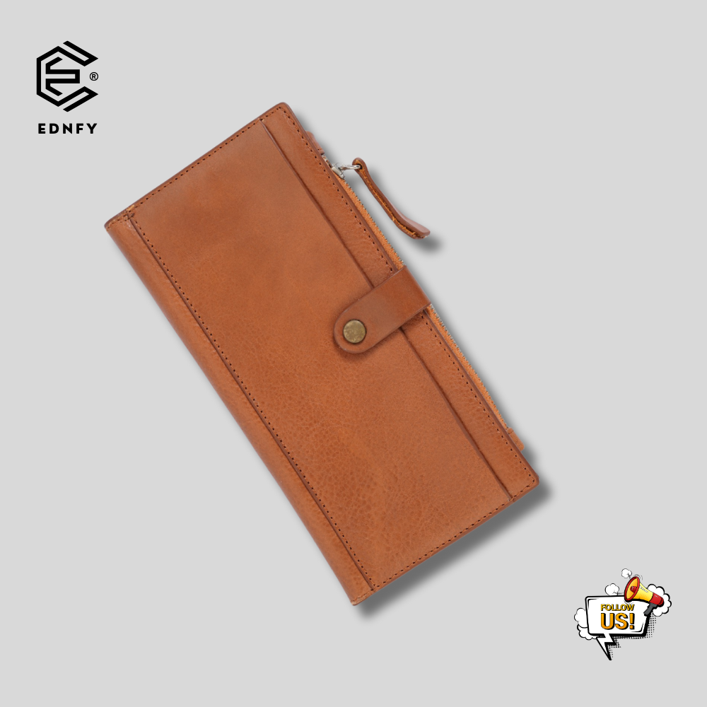 EDNFY Handcrafted Full-Grain Leather Long Wallet - Elegant, Durable, and Functional for Everyday Use