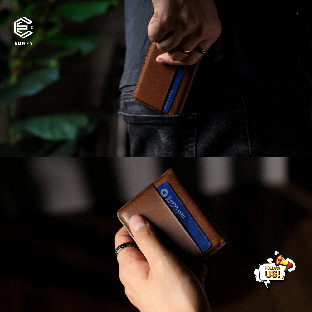 EDNFY Exclusive Handcrafted Premium Genuine Leather Super Slim Card Holder Mini Wallet