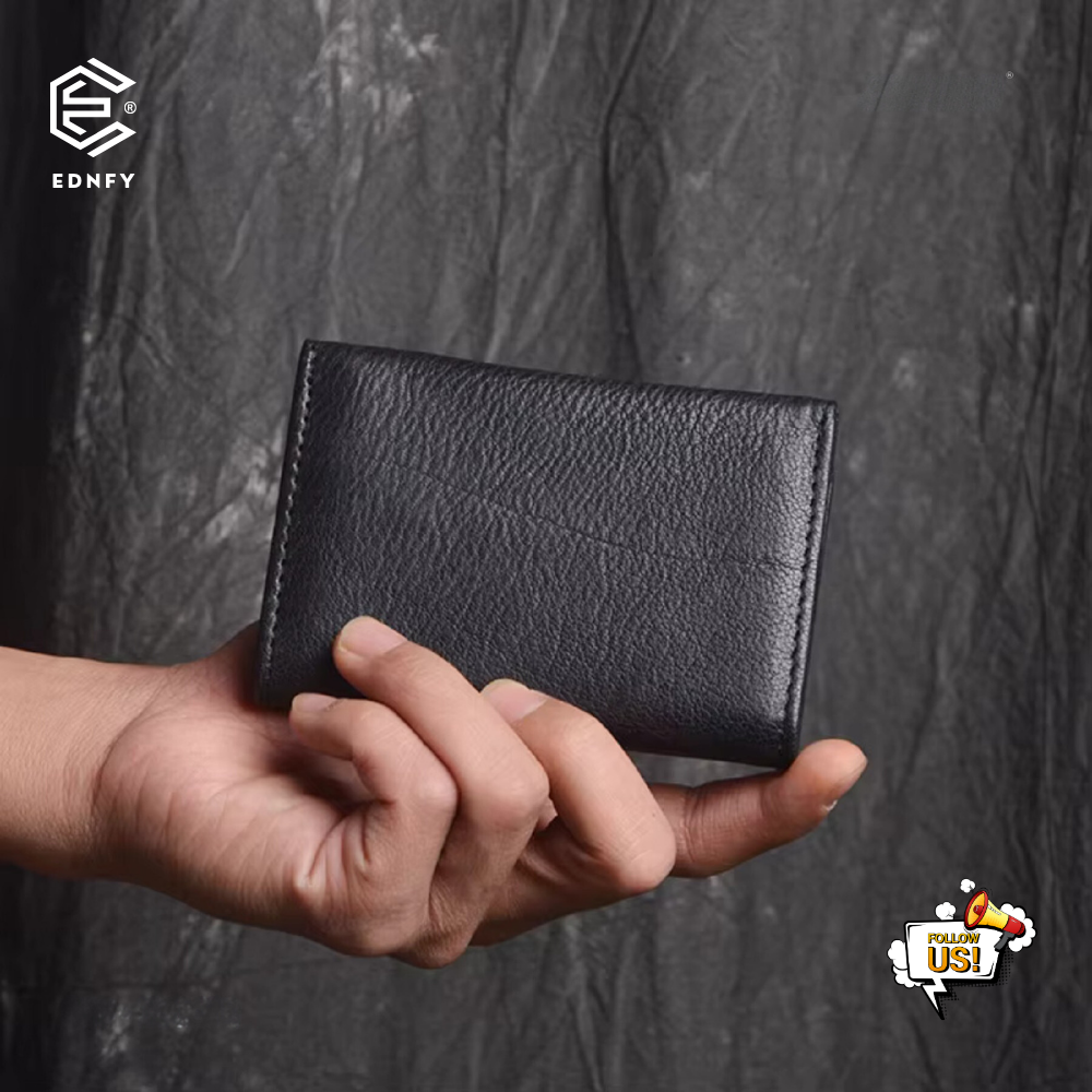 EDNFY Exclusive Handcrafted Premium Genuine Leather Super Slim Card Holder Mini Wallet