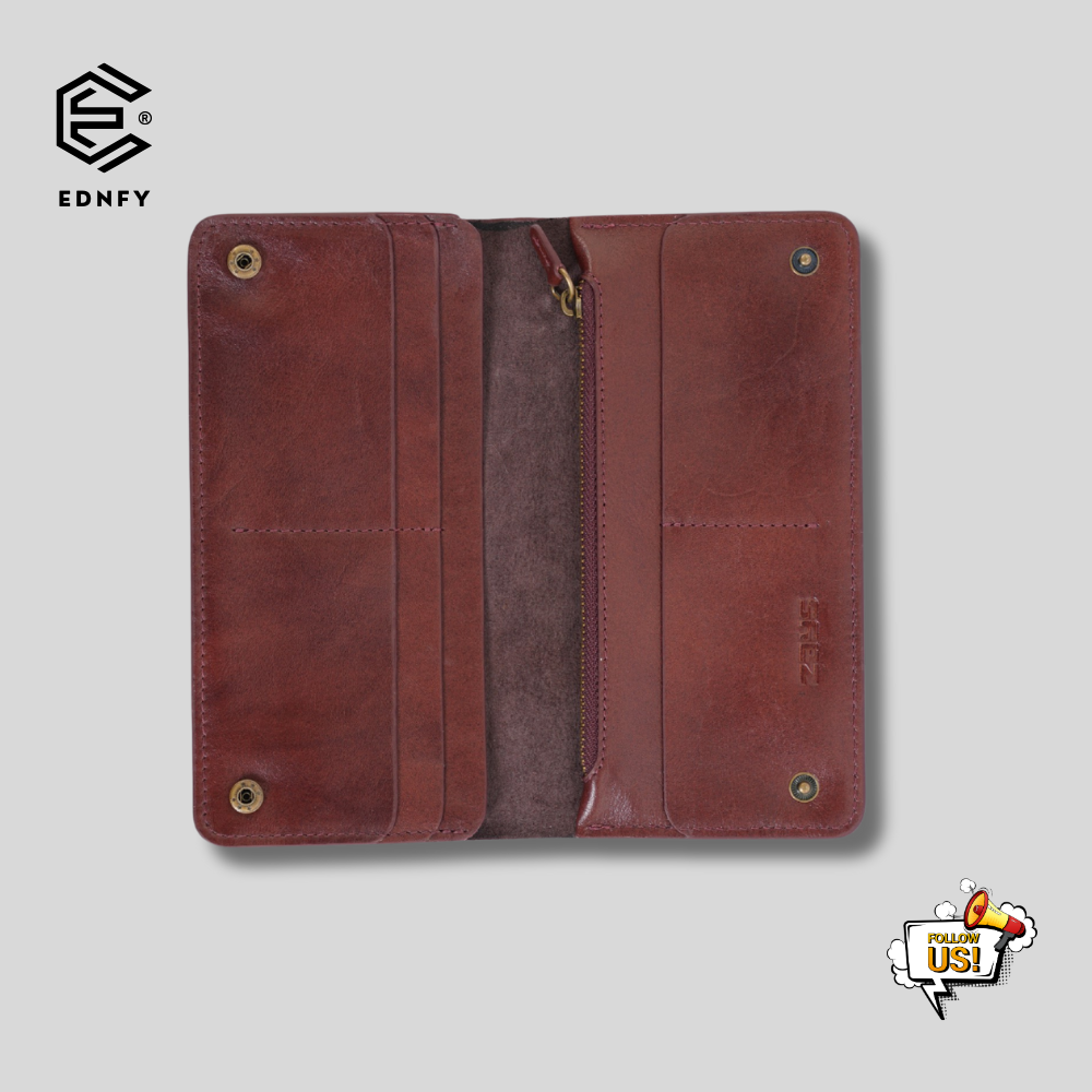 EDNFY Handcrafted Full-Grain Leather Long Wallet - Elegant, Durable, and Functional for Everyday Use