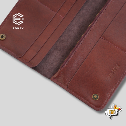 EDNFY Handcrafted Full-Grain Leather Long Wallet - Elegant, Durable, and Functional for Everyday Use