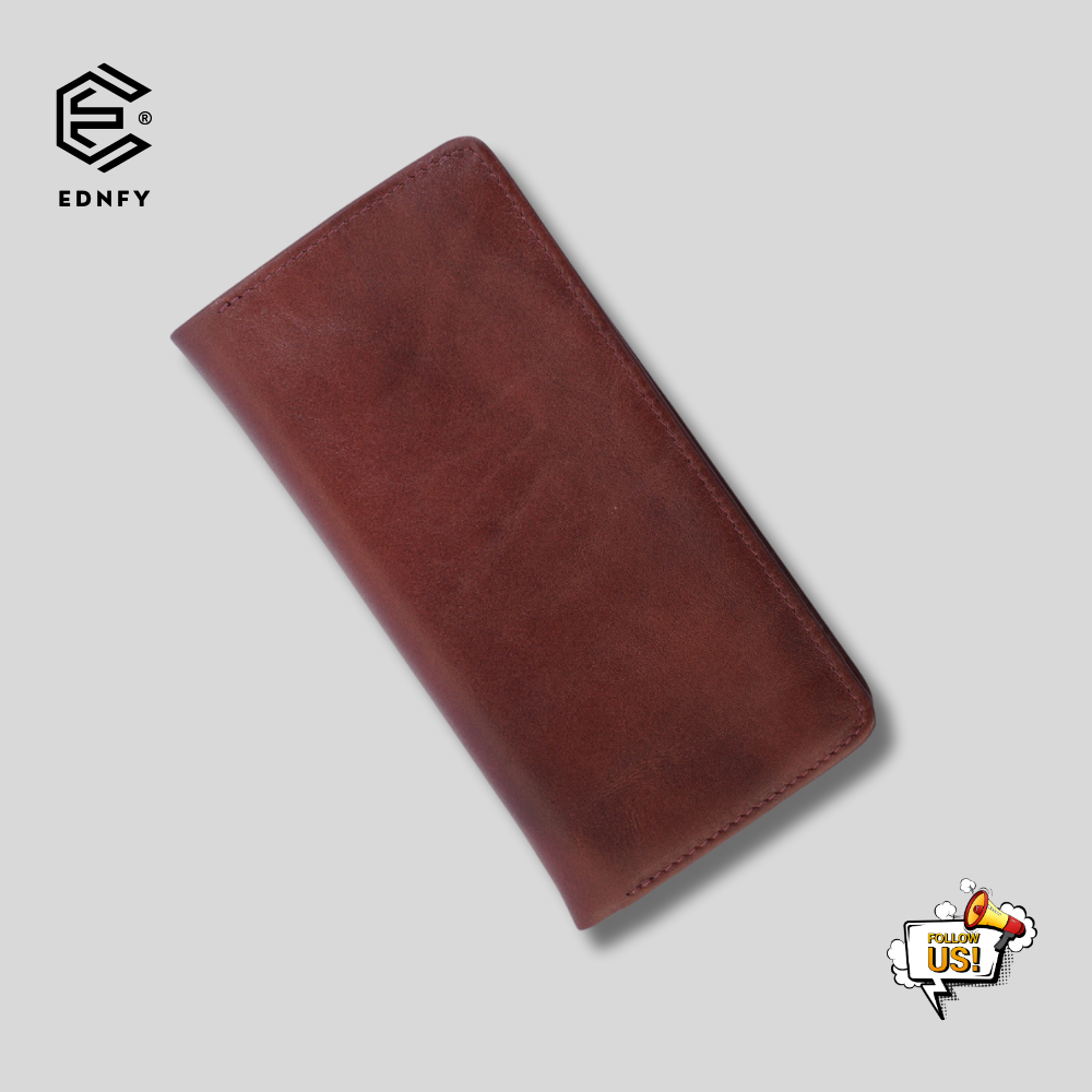 EDNFY Handcrafted Full-Grain Leather Long Wallet - Elegant, Durable, and Functional for Everyday Use