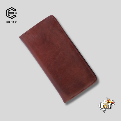 EDNFY Handcrafted Full-Grain Leather Long Wallet - Elegant, Durable, and Functional for Everyday Use