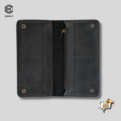 EDNFY Handcrafted Full-Grain Leather Long Wallet - Elegant, Durable, and Functional for Everyday Use