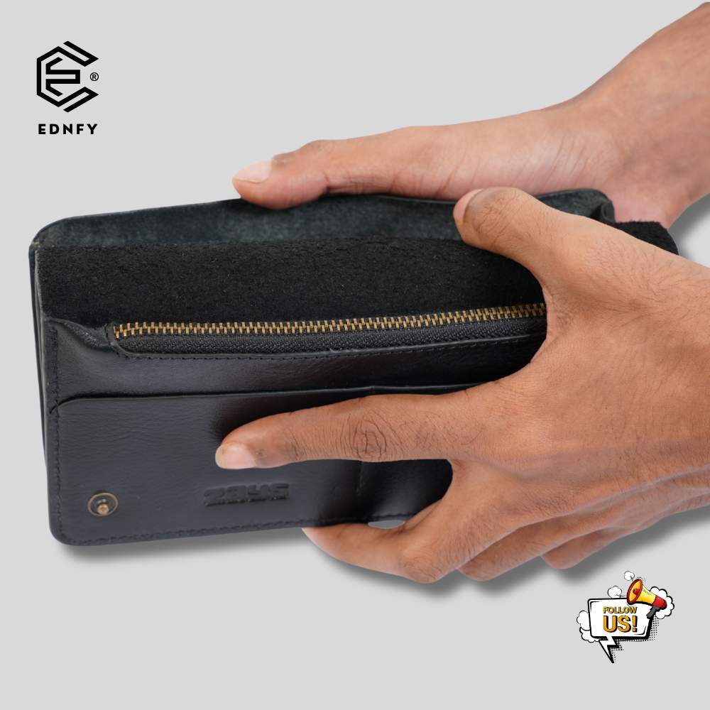 EDNFY Handcrafted Full-Grain Leather Long Wallet - Elegant, Durable, and Functional for Everyday Use