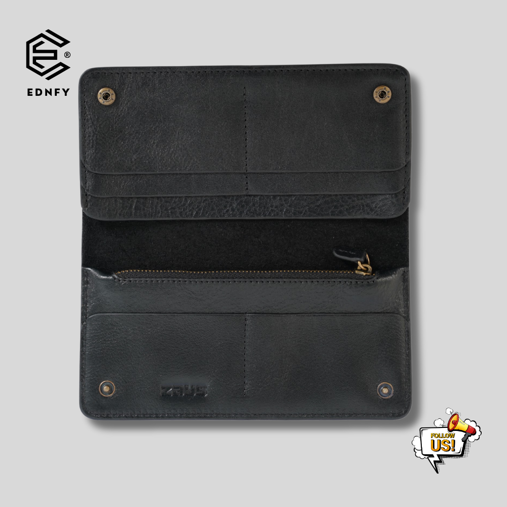 EDNFY Handcrafted Full-Grain Leather Long Wallet - Elegant, Durable, and Functional for Everyday Use