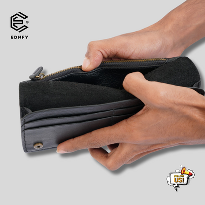 EDNFY Handcrafted Full-Grain Leather Long Wallet - Elegant, Durable, and Functional for Everyday Use