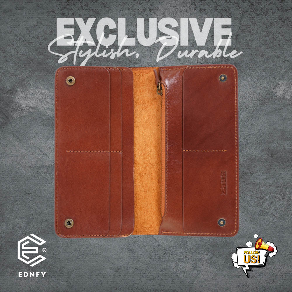 EDNFY Handcrafted Full-Grain Leather Long Wallet - Elegant, Durable, and Functional for Everyday Use