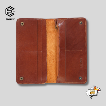 EDNFY Handcrafted Full-Grain Leather Long Wallet - Elegant, Durable, and Functional for Everyday Use