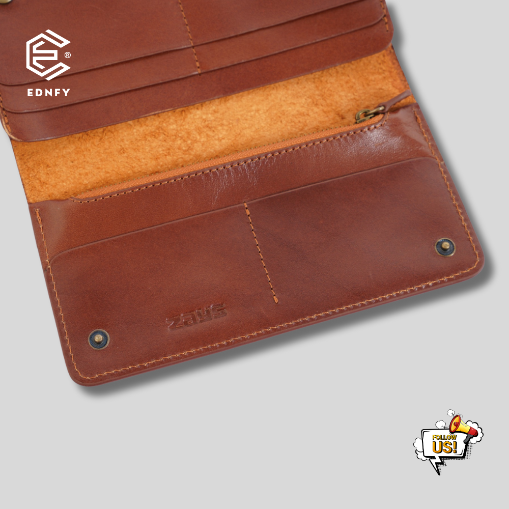 EDNFY Handcrafted Full-Grain Leather Long Wallet - Elegant, Durable, and Functional for Everyday Use