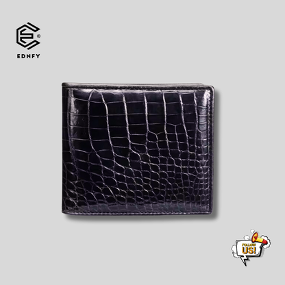 EDNFY Exclusive Handcrafted Crocodile Embossed Premium Genuine Leather Bifold Short Wallet