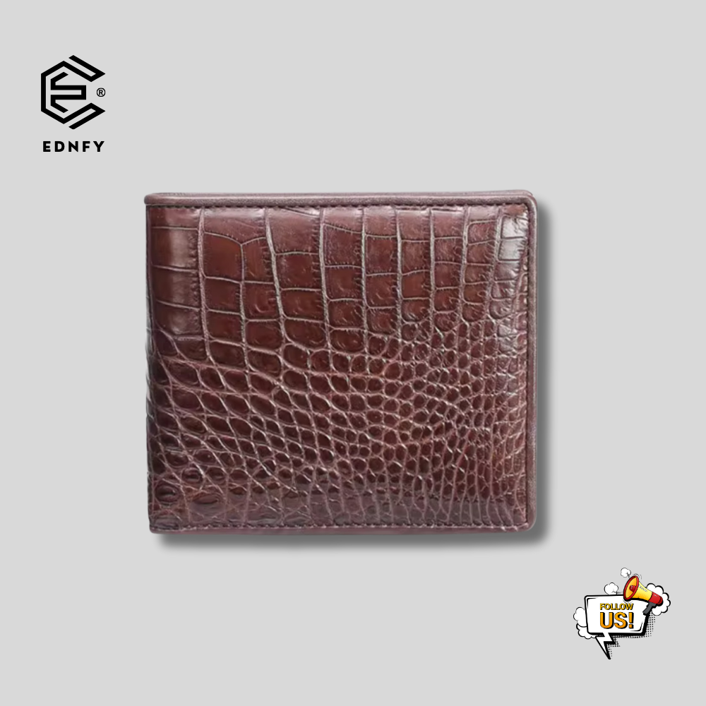 EDNFY Exclusive Handcrafted Crocodile Embossed Premium Genuine Leather Bifold Short Wallet