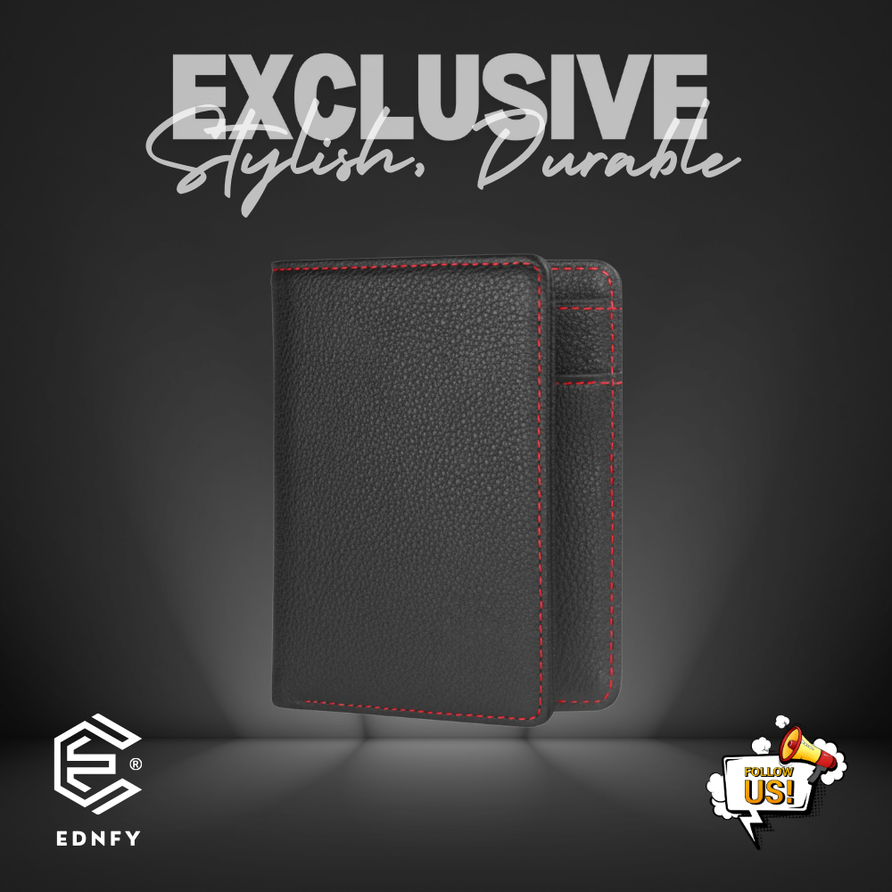 EDNFY Exclusive Handcrafted Premium Genuine Leather Bifold Short Wallet