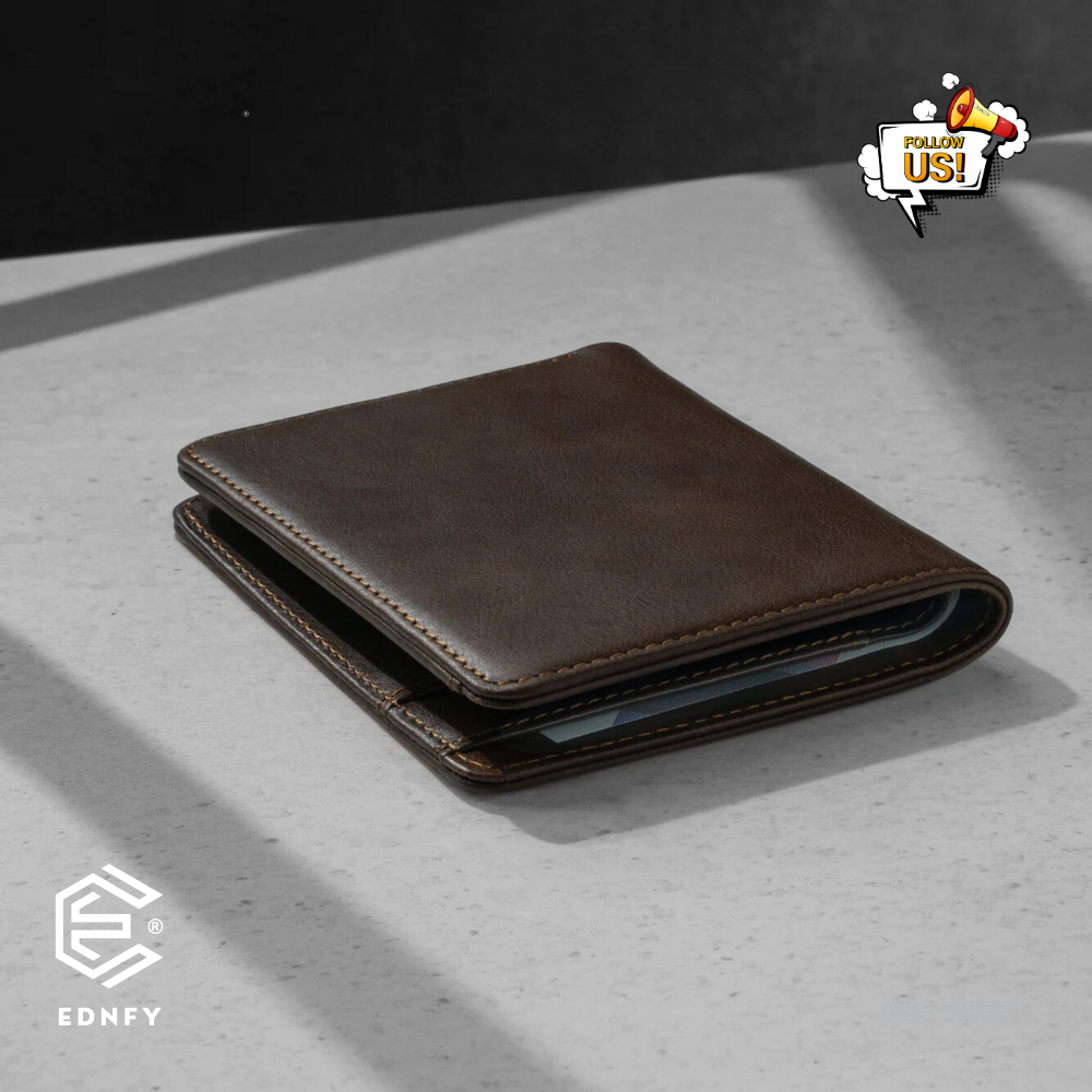 EDNFY Exclusive Handcrafted Premium Genuine Leather Bifold Short Wallet