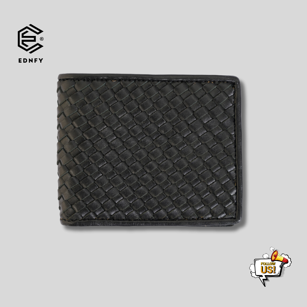 EDNFY Exclusive Handcrafted Real Patti Design Premium Genuine Leather Bifold Short Wallet