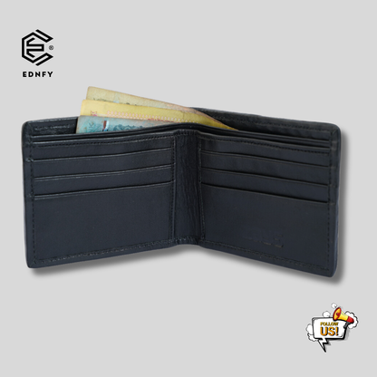 EDNFY Exclusive Handcrafted Real Patti Design Premium Genuine Leather Bifold Short Wallet